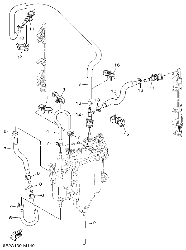 Yamaha F200BET, FL200BET FUEL INJECTION PUMP 2 parts diagram